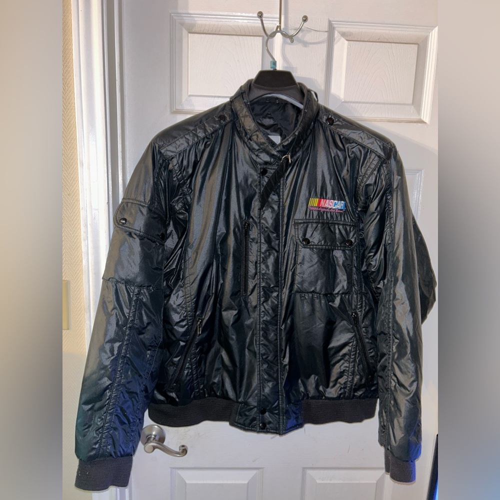 Vintage Nascar Embroidered Black Bomber Jacket 2XL